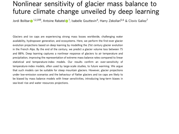 Nonlinear sensitivity of glacier mass balance to future climate change unveiled by deep&nbsp;learning